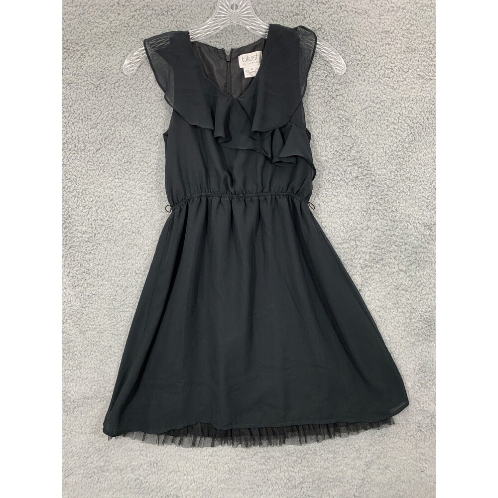 BLUSH by Us Angels Youth 14 Little Black Dress Lined Belt Loops Zip Back